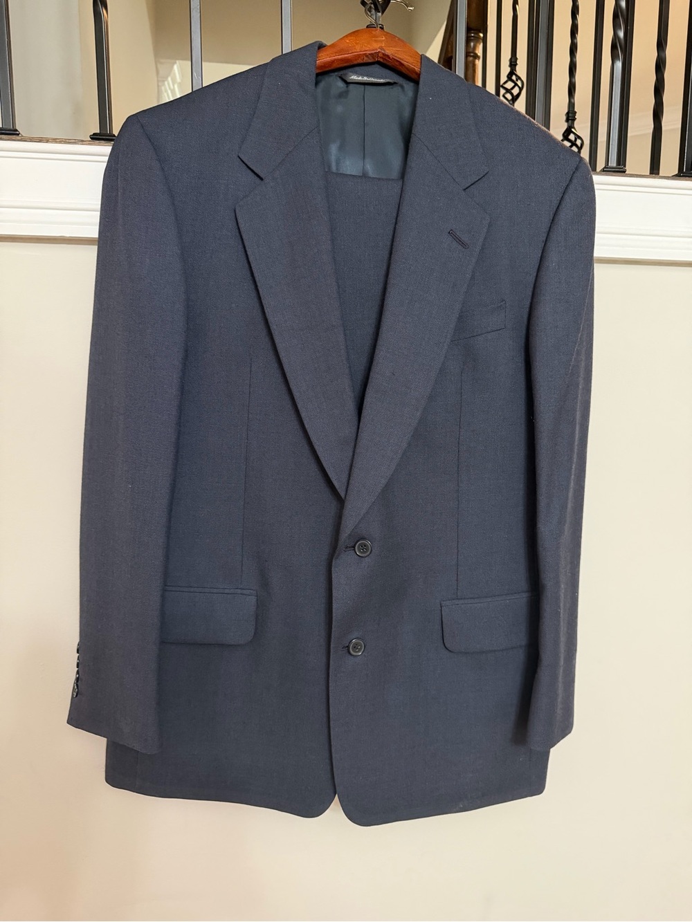 Alan Flusser Saks Fifth Avenue Suit Men 100% Wool Made in Canada Blue